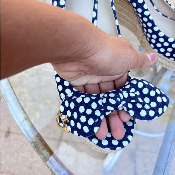 Tory Burch Women’s High heel Open Toe Polka Dot Shoes Wedges Size 9 - Picture 5 of 6